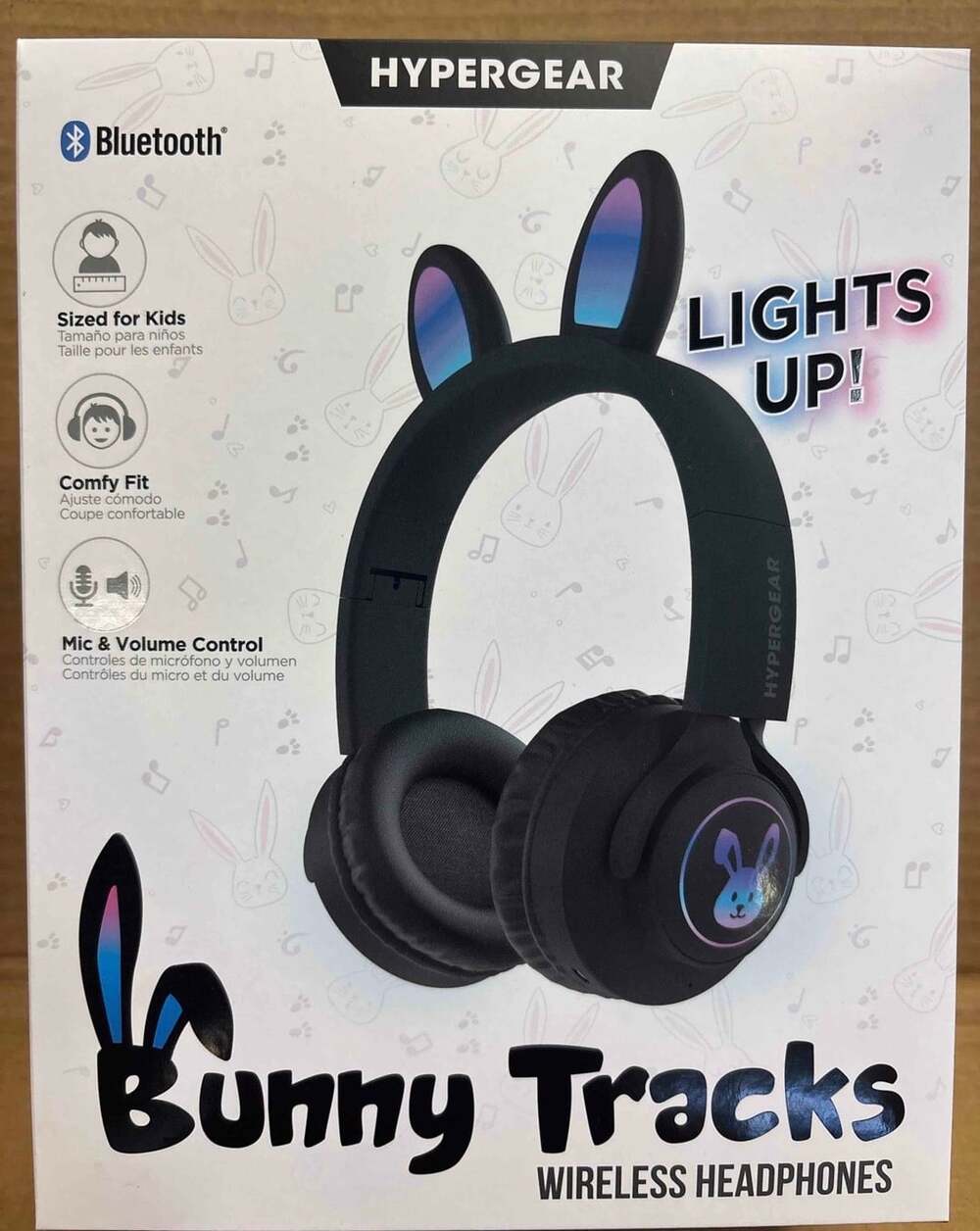HyperGear Bunny Tracks Wireless Headphones Black Light Up